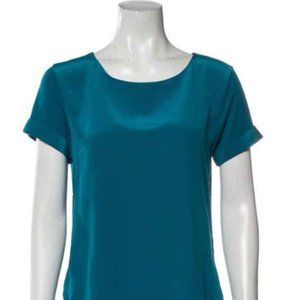 VINCE Scoop Neck Short Sleeve Blouse Teal